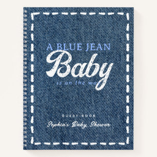 Navy Blue Jean Baby Boy Baby Shower Guest Book