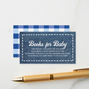 Navy Blue Jean Baby Shower Boy Books for Baby Enclosure Card