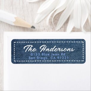 Navy Blue Jean Minimal Return Address