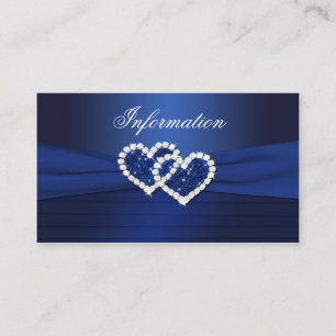Navy Blue Joined Hearts Wedding Information Card