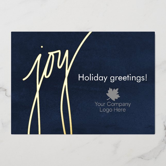 Navy Blue Joy Holiday Corporate Logo Imprinted (Front)