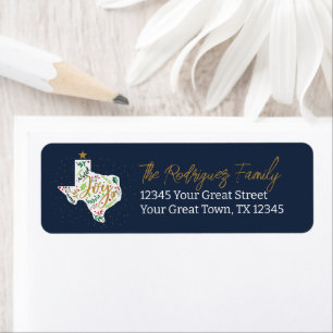 Navy Blue Joy Holiday Leaves Texas Shape