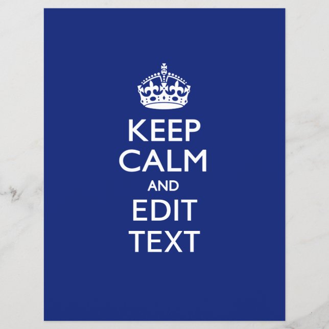 Navy Blue Keep Calm And Edit Text Personalised Flyer (Front)