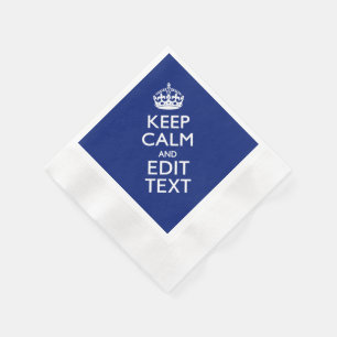 Navy Blue Keep Calm And Edit Text Personalised Napkin