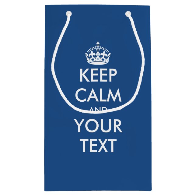 Navy blue Keep calm your text wedding favor bag (Back)