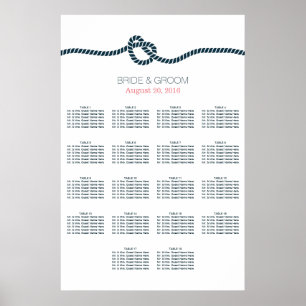 Navy Blue Knot 18 Tables Wedding Seating Chart