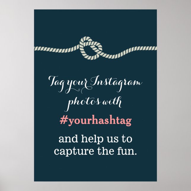 Navy Blue Knot Instagram Photos Hashtag Sign (Front)