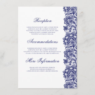 Navy Blue Lace Elegant Wedding Information Guest Enclosure Card