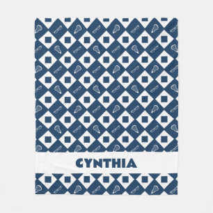 Navy Blue Lacrosse Argyle Pattern Fleece Blanket