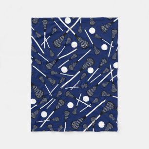 Navy blue lacrosse sticks fleece blanket