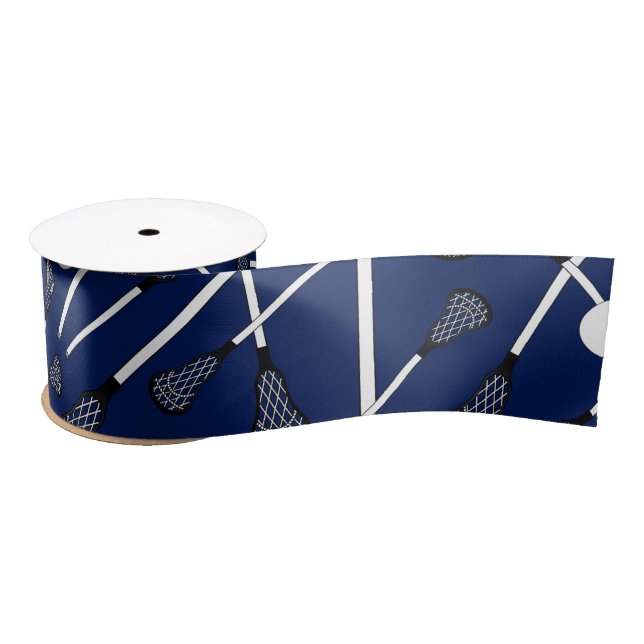 Navy blue lacrosse sticks satin ribbon (Spool)