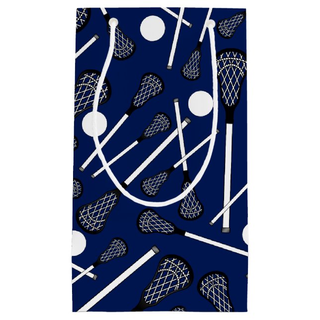 Navy blue lacrosse sticks small gift bag (Front)