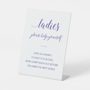 Navy Blue Ladies Bathroom Basket Wedding Pedestal Pedestal Sign