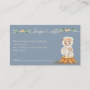 Navy Blue Lamb Diaper Raffle Baby Shower Insert