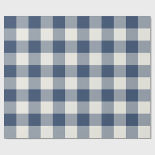 Navy Blue Large Chequered Gingham Wrapping Paper