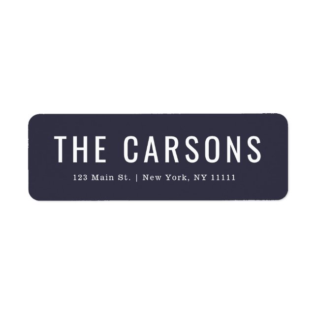 Navy Blue Large Lettering Return Address Label (Front)