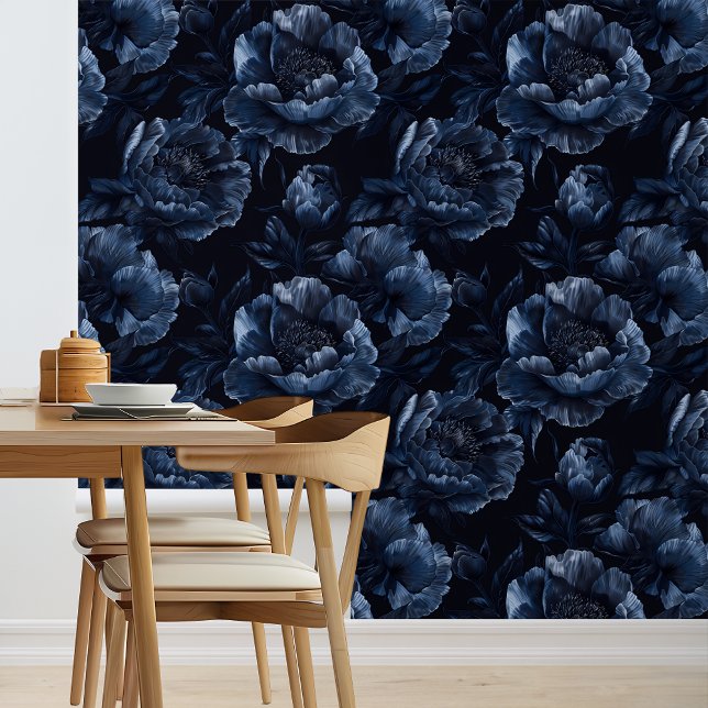 Navy Blue Large Peonies Wallpaper (Creator Uploaded)