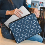 Navy Blue Latticework, Quatrefoil, Trellis Laptop Sleeve<br><div class="desc">Elegant,  stylish and sophisticated Moroccan trellis pattern in navy blue colour. Modern and trendy gift,  perfect for the latticework lover in your life.</div>