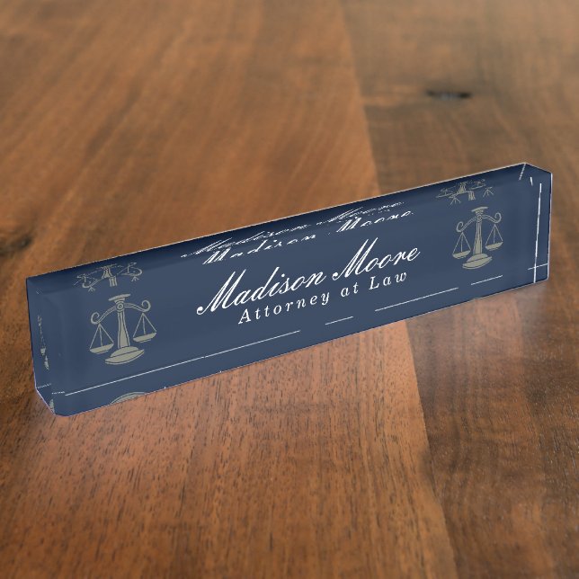 Navy Blue Lawyer  Desk Name Plate (Side)