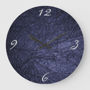navy blue leather texture large clock
