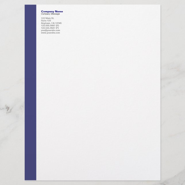 Navy Blue Left Sidebar Letterhead (Front)