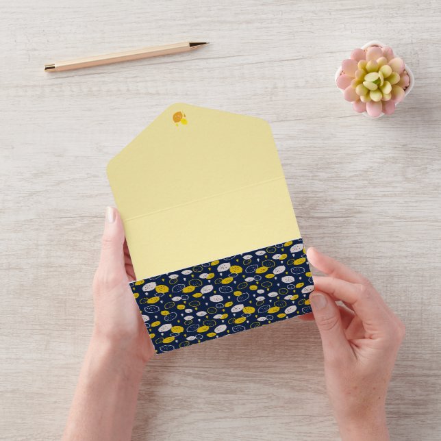Navy Blue Lemon Art – Refreshing Citrus Design All In One Invitation (Video)