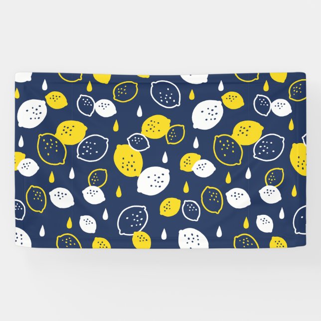  Navy Blue Lemon Art – Refreshing Citrus Design Banner (Horizontal)