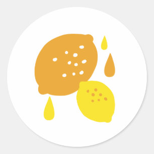 Navy Blue Lemon Art – Refreshing Citrus Design Classic Round Sticker