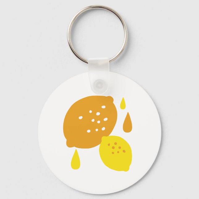  Navy Blue Lemon Art – Refreshing Citrus Design Key Ring (Front)