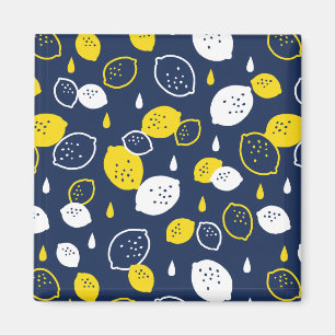 Navy Blue Lemon Art – Refreshing Citrus Design Magnet