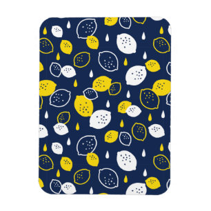 Navy Blue Lemon Art – Refreshing Citrus Design Magnet