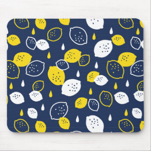 Navy Blue Lemon Art – Refreshing Citrus Design Mouse Mat