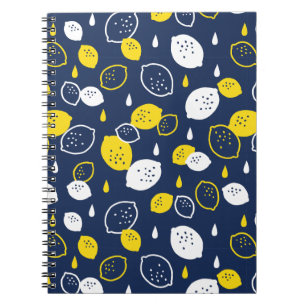 Navy Blue Lemon Art – Refreshing Citrus Design Notebook