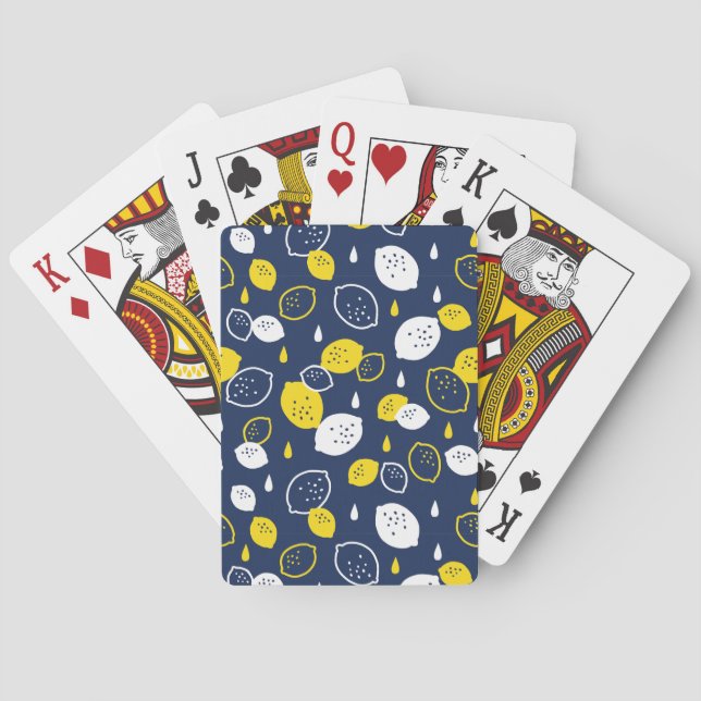  Navy Blue Lemon Art – Refreshing Citrus Design Playing Cards (Back)
