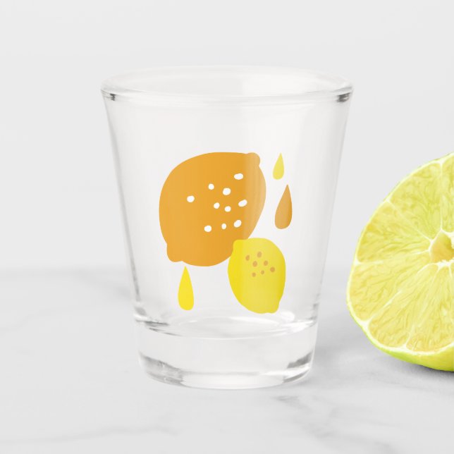  Navy Blue Lemon Art – Refreshing Citrus Design Shot Glass (Front)