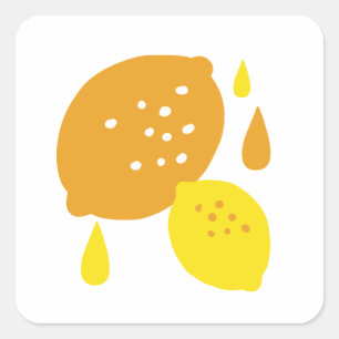 Navy Blue Lemon Art – Refreshing Citrus Design Square Sticker