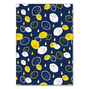 Navy Blue Lemon Art – Refreshing Citrus Design Table Number