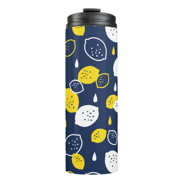  Navy Blue Lemon Art – Refreshing Citrus Design Thermal Tumbler (Front)