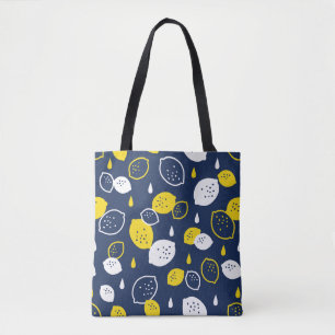 Navy Blue Lemon Art – Refreshing Citrus Design Tote Bag