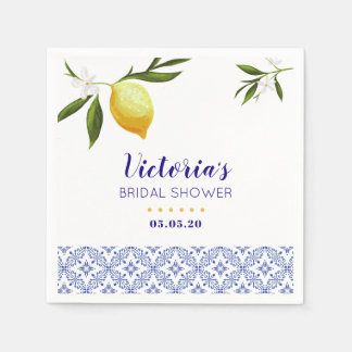 Navy Blue & Lemon Bridal Shower Napkin