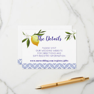 Navy Blue & Lemons Enclosure Card