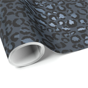 Navy Blue Leopard Print Wrapping Paper