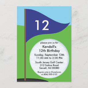 Navy Blue Let's Bogie Mini Golf Birthday Party Invitation