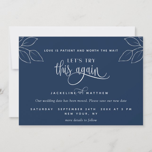Navy Blue, Let's Try This Again, Love is Patient Save The Date (Front)