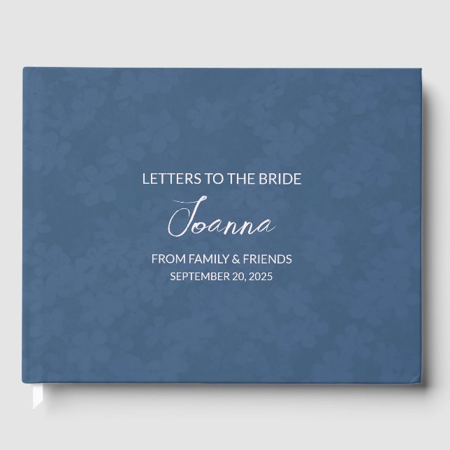 Navy Blue Letters to the Bride Keepsake Notebook Guest Book (Front)