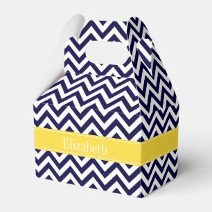 Navy Blue Lg Chevron Pineapple Name Monogram Favour Box