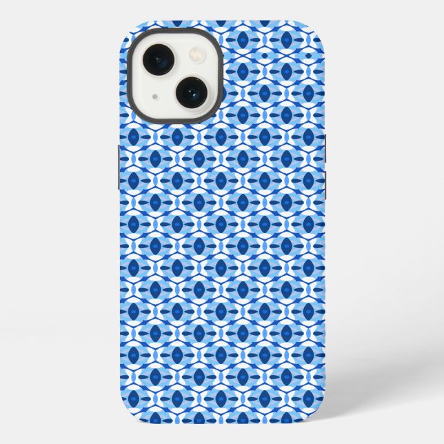 Navy Blue & Light Blue Abstract Geometric  iPhone Case (Back)
