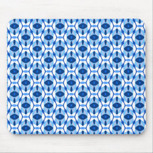 Navy Blue & Light Blue Abstract Geometric Mouse Mat