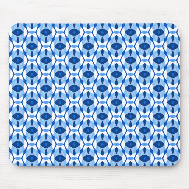 Navy Blue & Light Blue Abstract Geometric  Mouse Mat (Front)