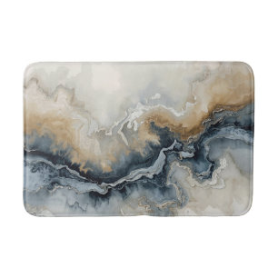 Navy Blue Light Blue Brown Gray Modern Abstract Bath Mat